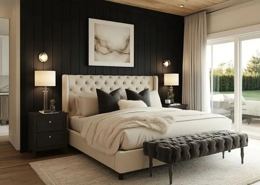 Cat Tembok Kombinasi Warna Cream dan Hitam sebagai Aksen